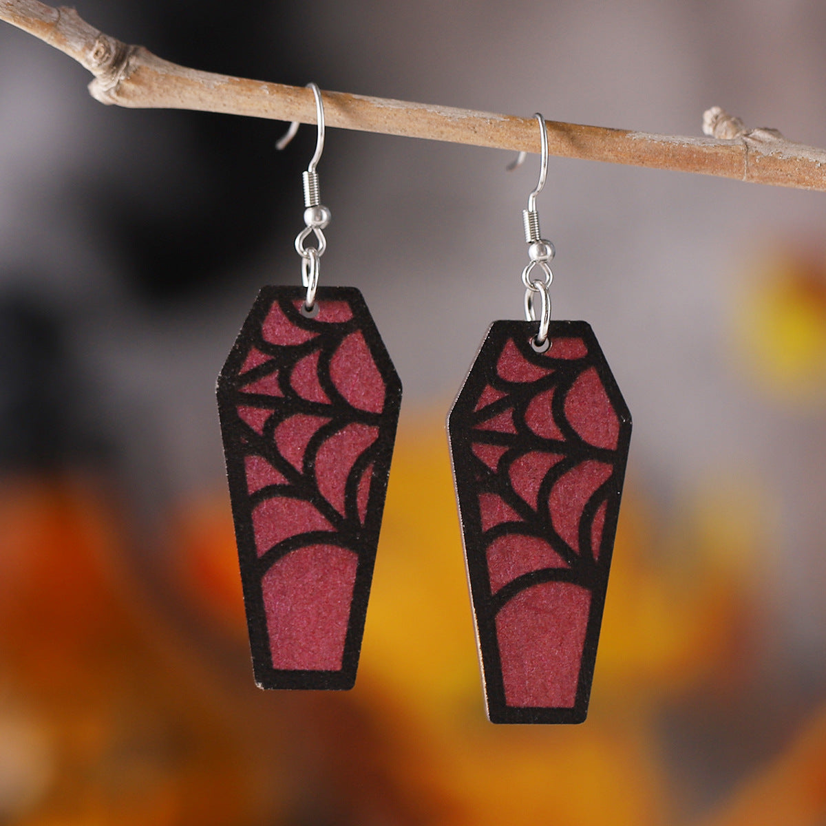 Wholesale  Halloween Gothic Web Bat Coffin Pendant Earrings