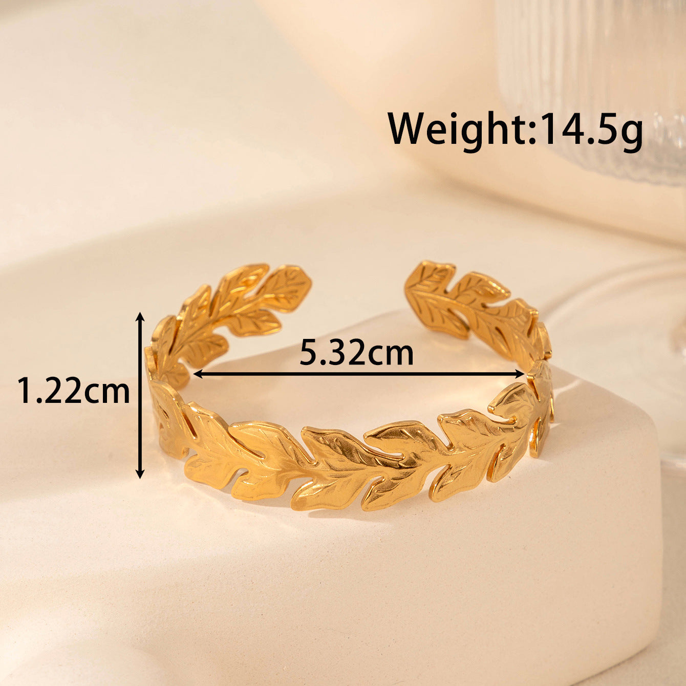 Wholesale Light luxury titanium steel gold leaf bracelet rings