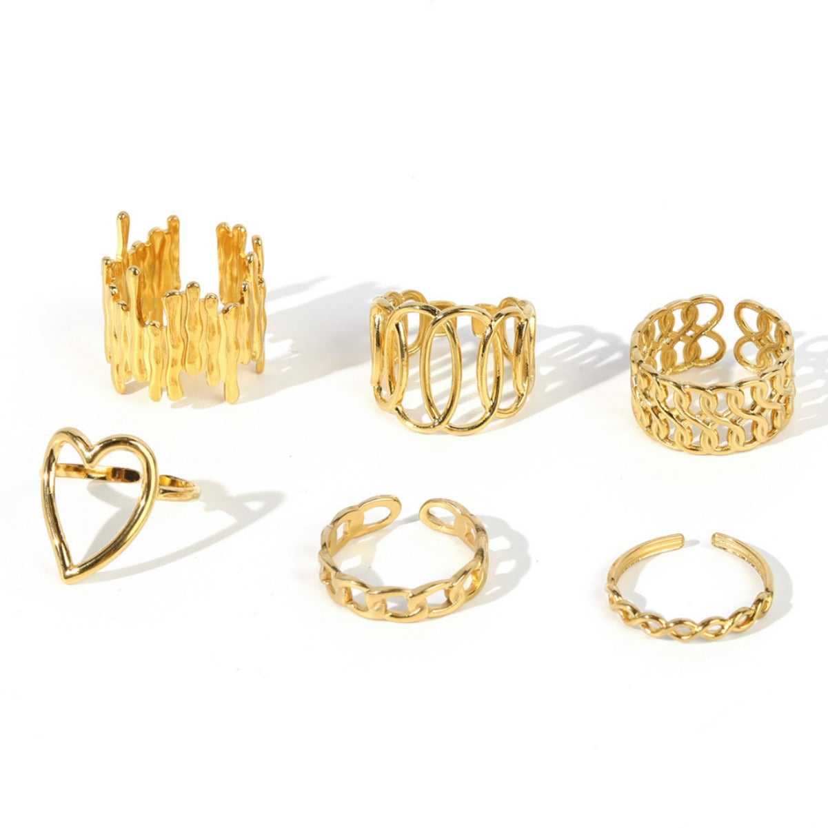 Wholesale Vintage Stainless Steel Ring 18k Gold Plated Leaf Love Rings ACC-RS-MuC008