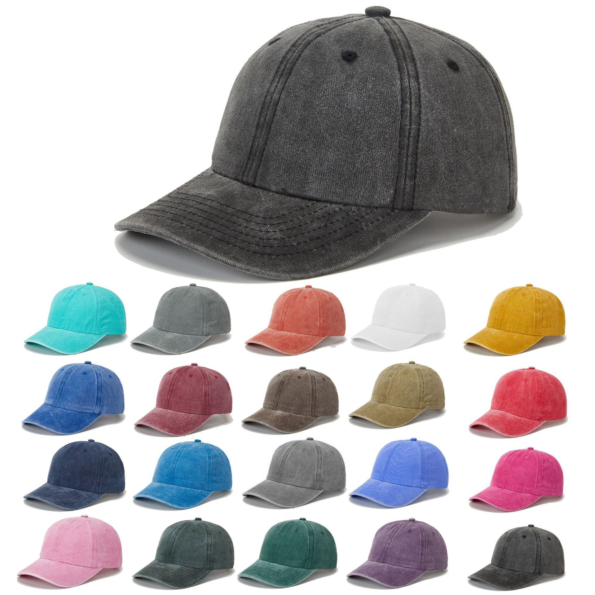 Wholesale Retro Washed Baseball Cap Women S Solid Color Adjustable Distressed Cap Fashion Accessory