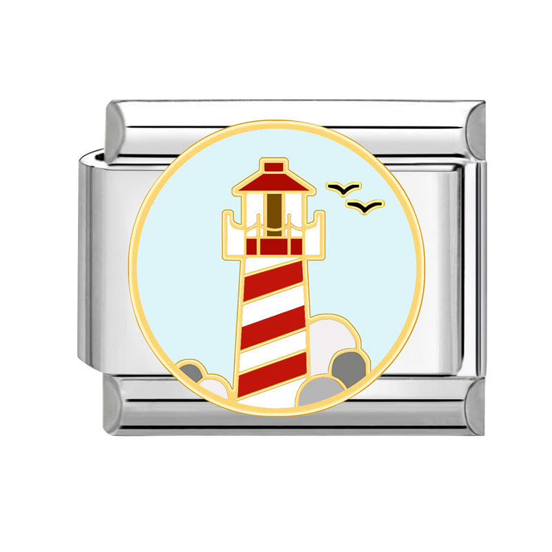 Wholesale Italian Charm Bracelet 9mm DIY Splicing Creative Pattern Stainless Steel Composable Bracelet