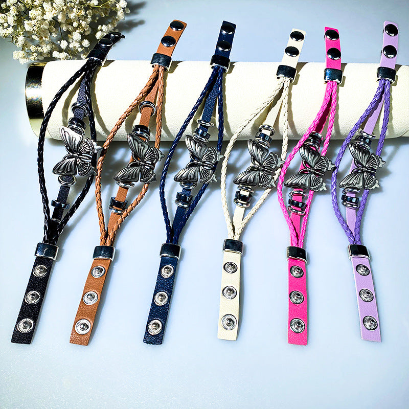 Wholesale  Retro Dark Butterfly Rock Leather Bracelet