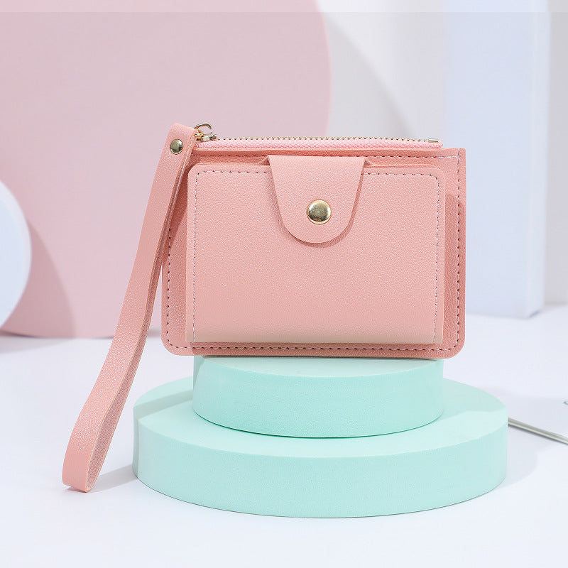 Wholesale wrist strap card holder card holder solid color mini wallet
