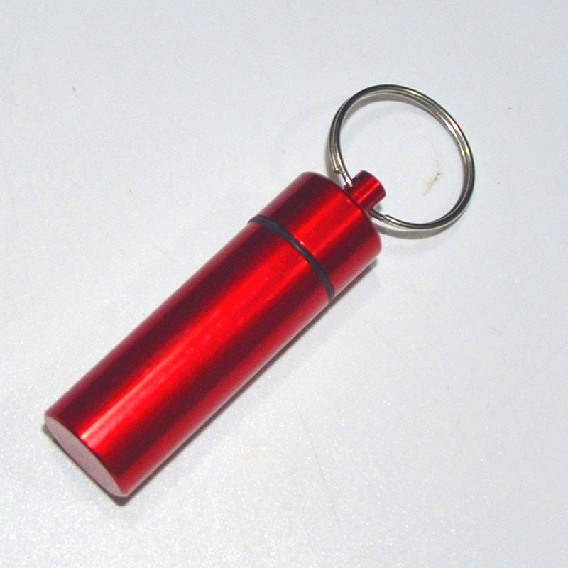 Wholesale Aluminum Alloy Flat Bottom Medicine Bottle Outdoor Convenient Keychain ACC-KC-KaBiao022
