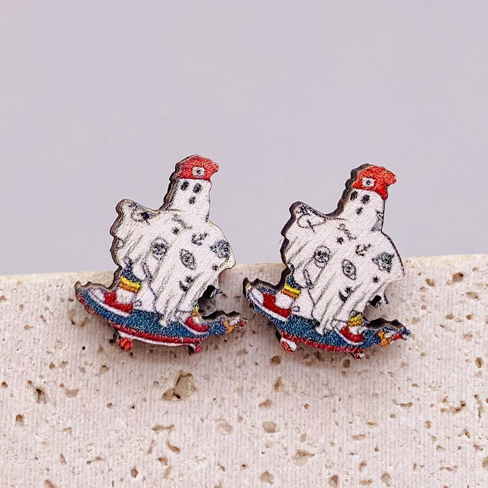 Boucles d'oreilles en bois fantômes de la citrouille en gros de la citrouille de citrouille