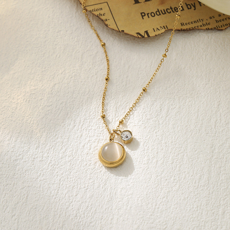 Wholesale Cat Eye Design Titanium Steel Necklace - Stylish Fashion Accessory for Everyday Wear