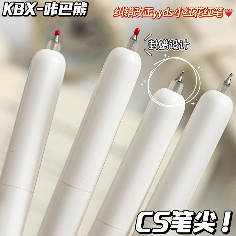 Wholesale Little Red Flower Patch Pocket Pen  Red Core Press Gel Pen