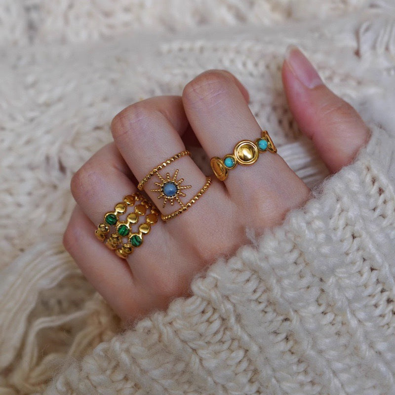 Wholesale Trendy Egyptian Style Multi-Layer Open Ring Copper Star Motif Jewelry Accessory