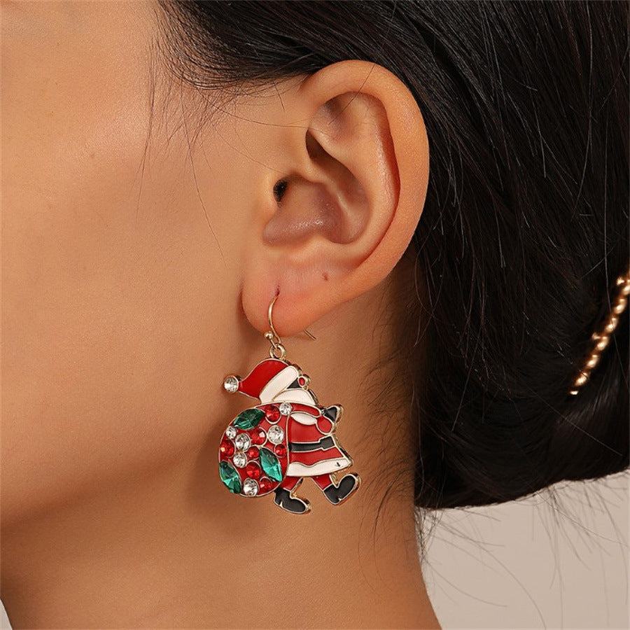 Wholesale  Christmas  diamond dripping oil  earrings