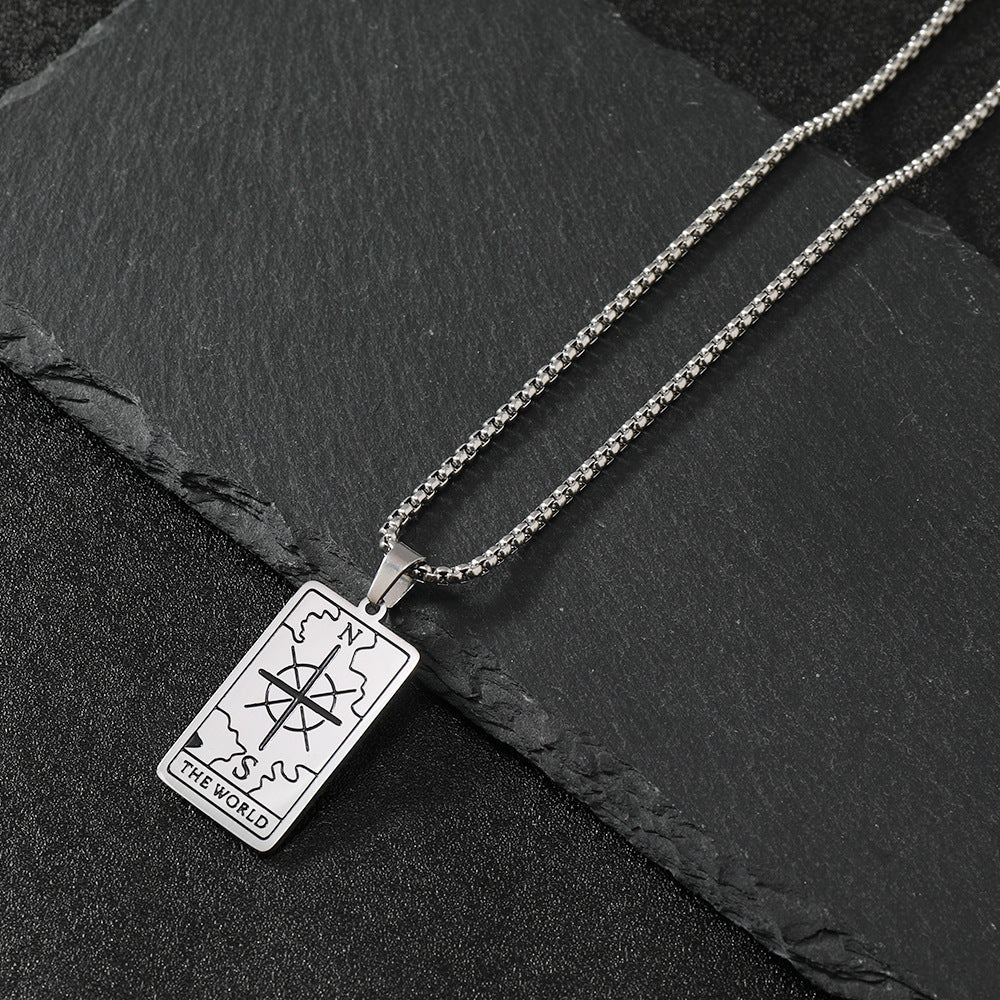 Wholesale Stainless Steel Light Luxury Tarot Pendant Sweater Necklaces ACC-NE-WangG007
