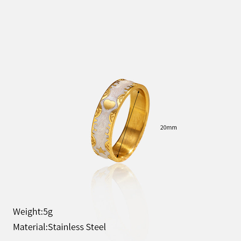 Wholesale retro court style heart-shaped stainless steel ring
