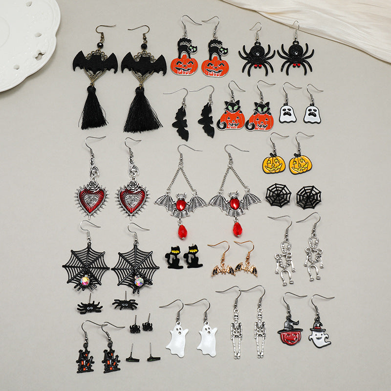 Wholesale  Theme Black Cat Pumpkin Dripping Oil Earrings - Fashion Jewelry Accessory for Party Gift Boutique