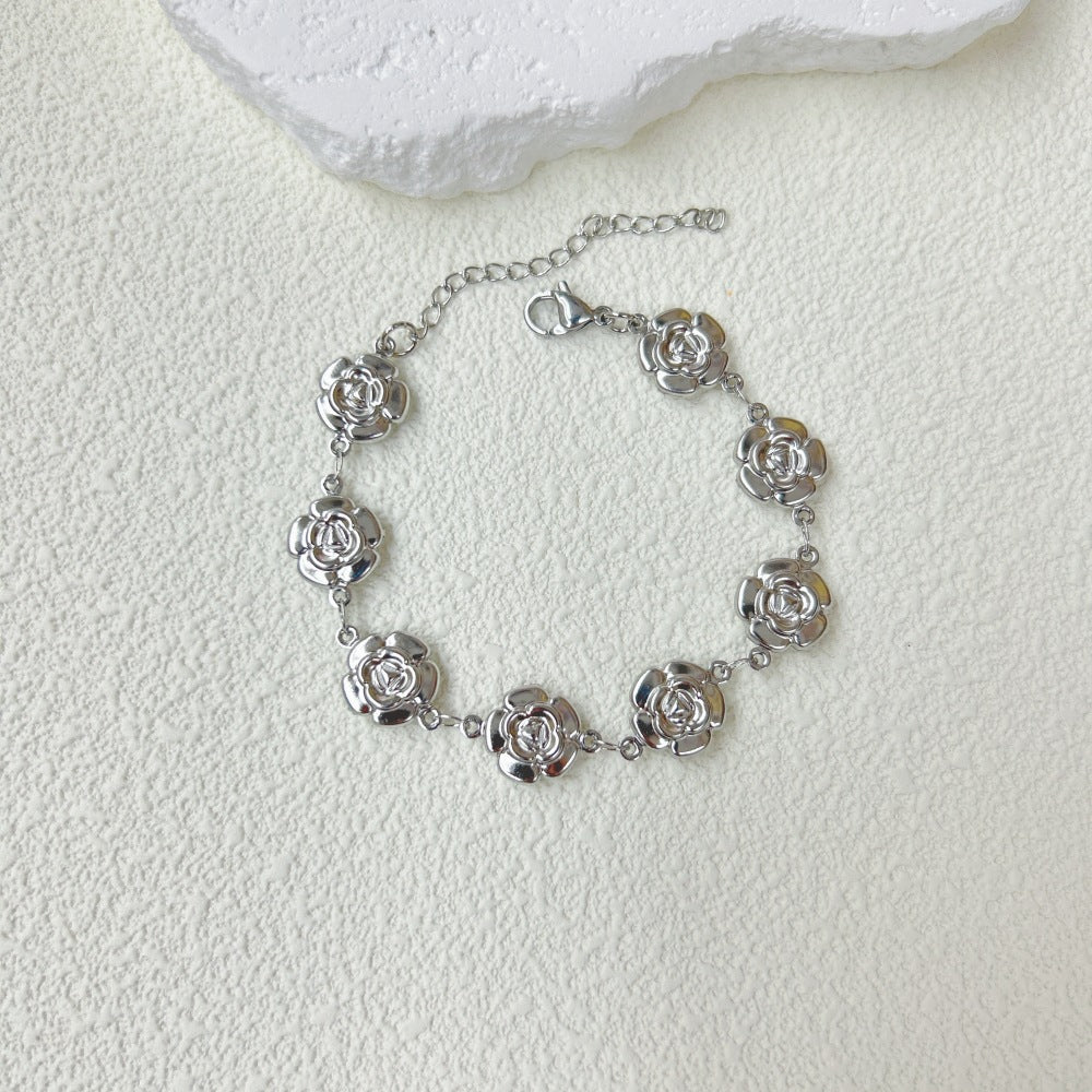 Wholesale Stainless Steel Three-dimensional Hollow Love Bracelet Necklace suit