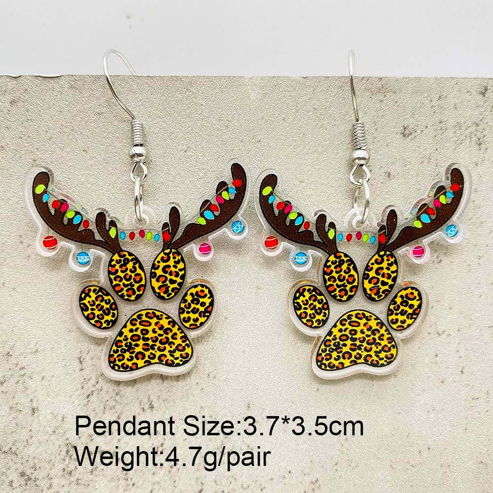 Wholesale Christmas Santa Hat Green Red Plaid Acrylic Earrings ACC-ES-ChenY096