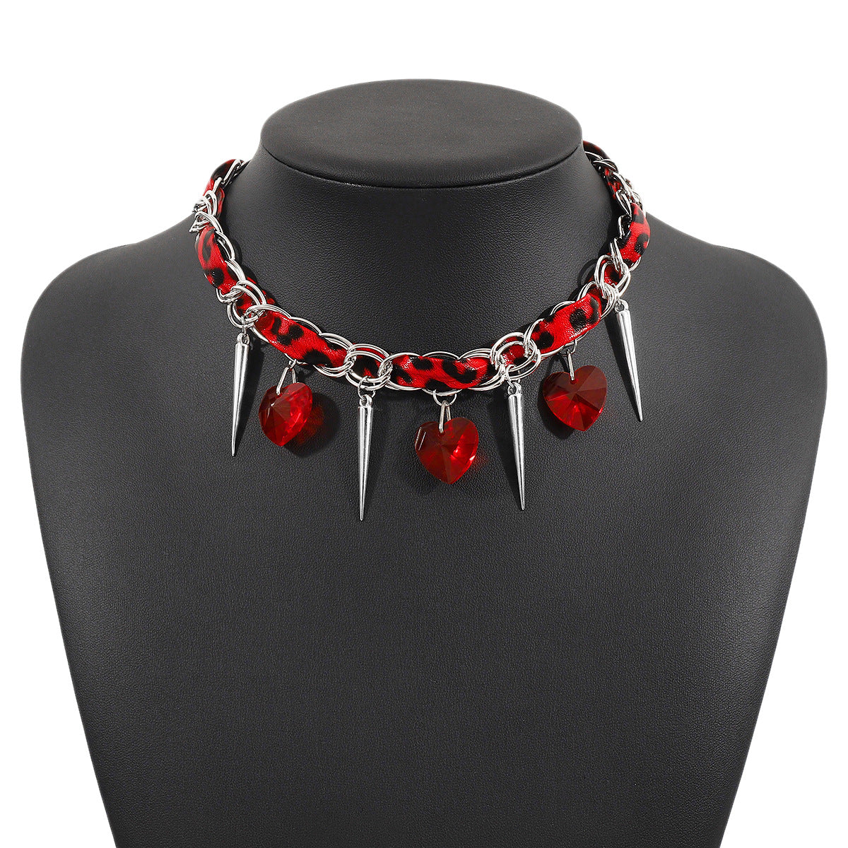 Wholesale red leopard leather necklace niche personality necklace