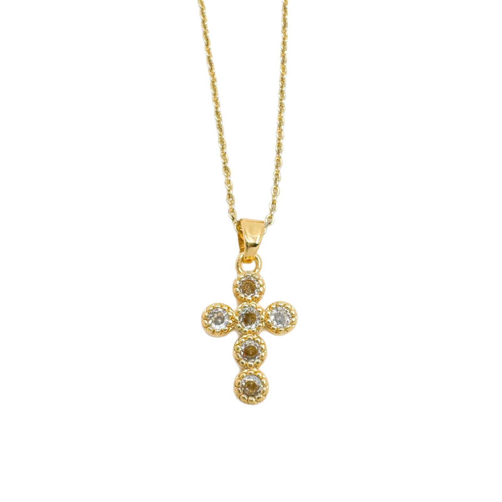 Wholesale Trendy Gold-Plated Micro-Inlaid Zircon Cross Pendant Necklace,  Fashion Accessory for Resale