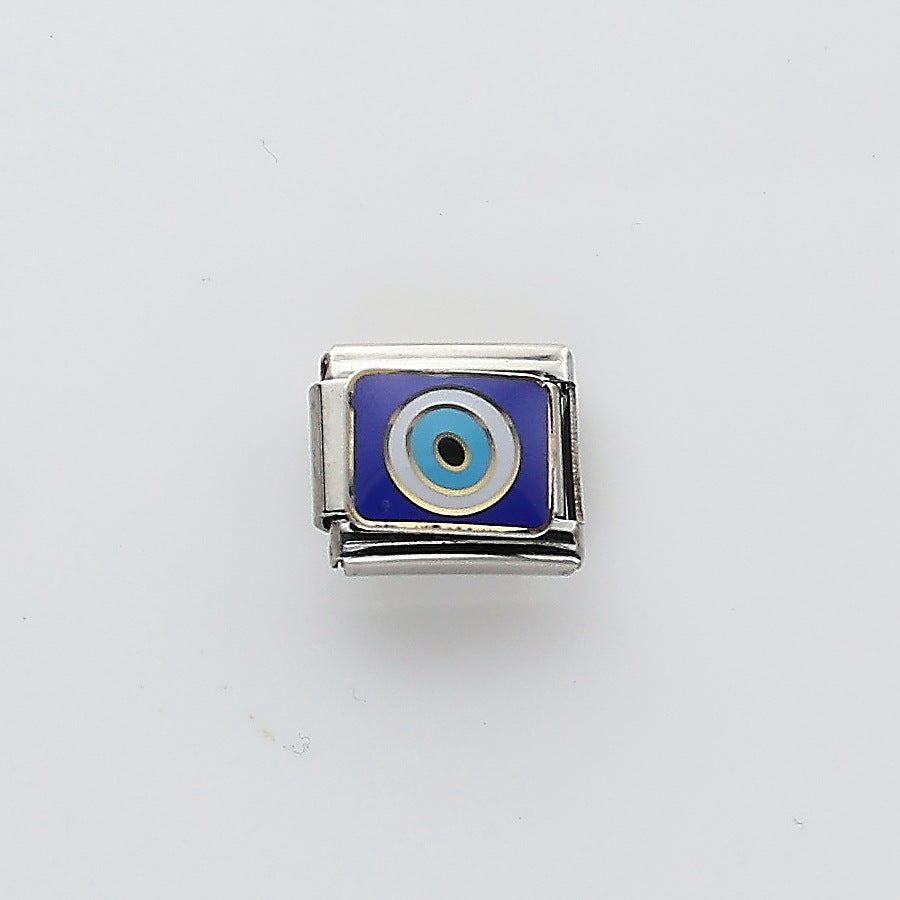 Wholesale 10pcs Italian Charm Bracelet 9mm DIY Splicing Jersey Star Moon Demon Eye Stainless Steel Composable Bracelet