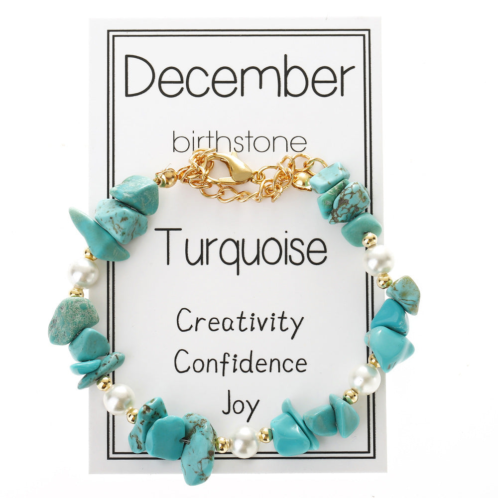 Wholesale  Beaded Stone Bracelet Garnet Moonstone Peridot Amethyst Gravel December Birthstone Bracelet