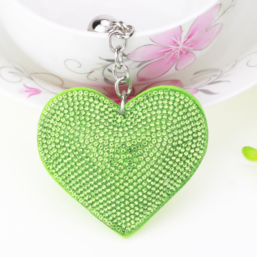 Wholesale 12pcs Heart Shape Hot Diamond Leather Keychain ACC-KC-DC001