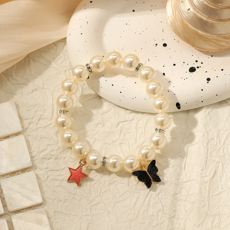Wholesale Pearl Bracelet  Pink Butterfly Bracelet