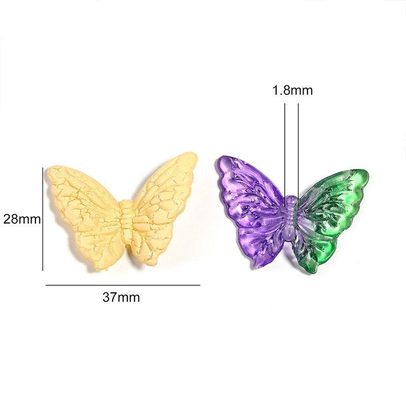 Wholesale 100pcs Acrylic Two-color Gradient Butterfly Beaded DiIYMobile Phone Chain Keychain Pendant Accessories ACC-BDS-BLG042