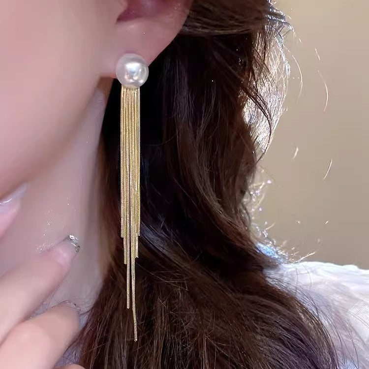 Wholesale Pearl Long Tassel Earrings