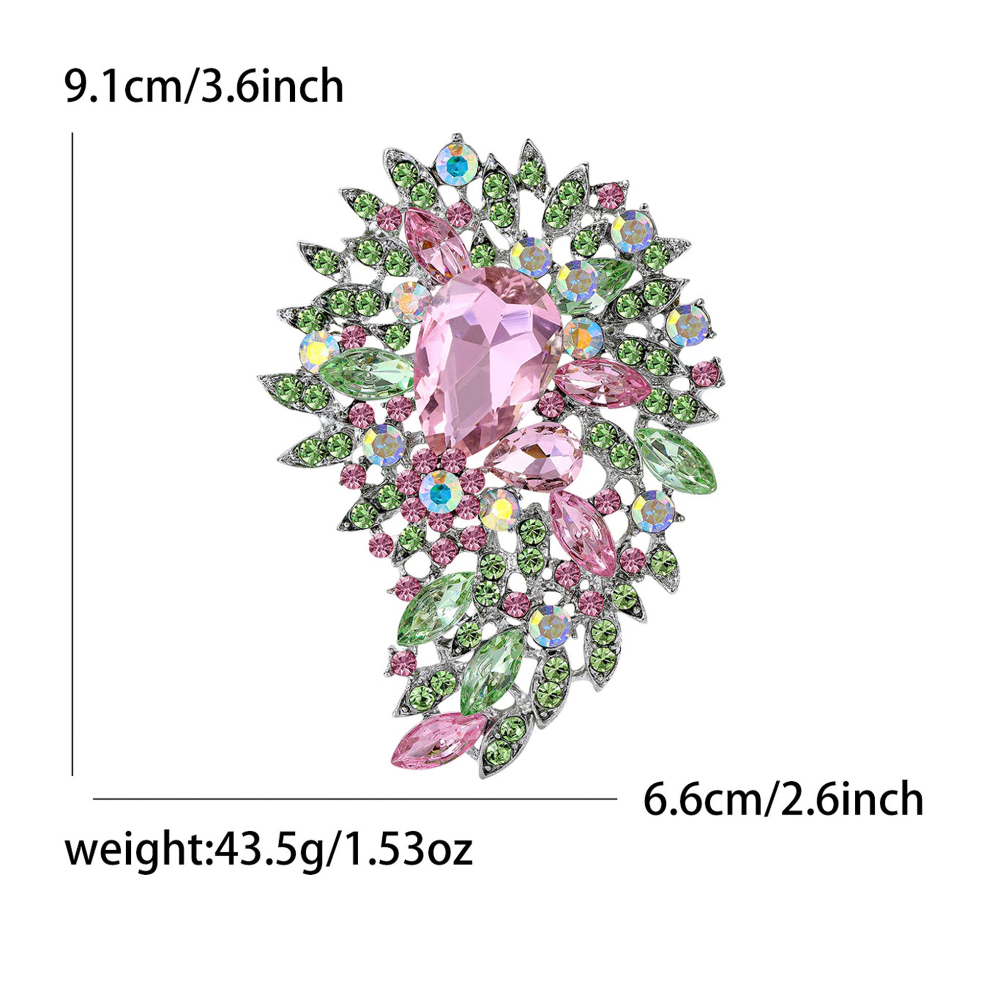 Wholesale Pink Green Floral Crystal Glass Brooch Women S Decorative Fashion Gift