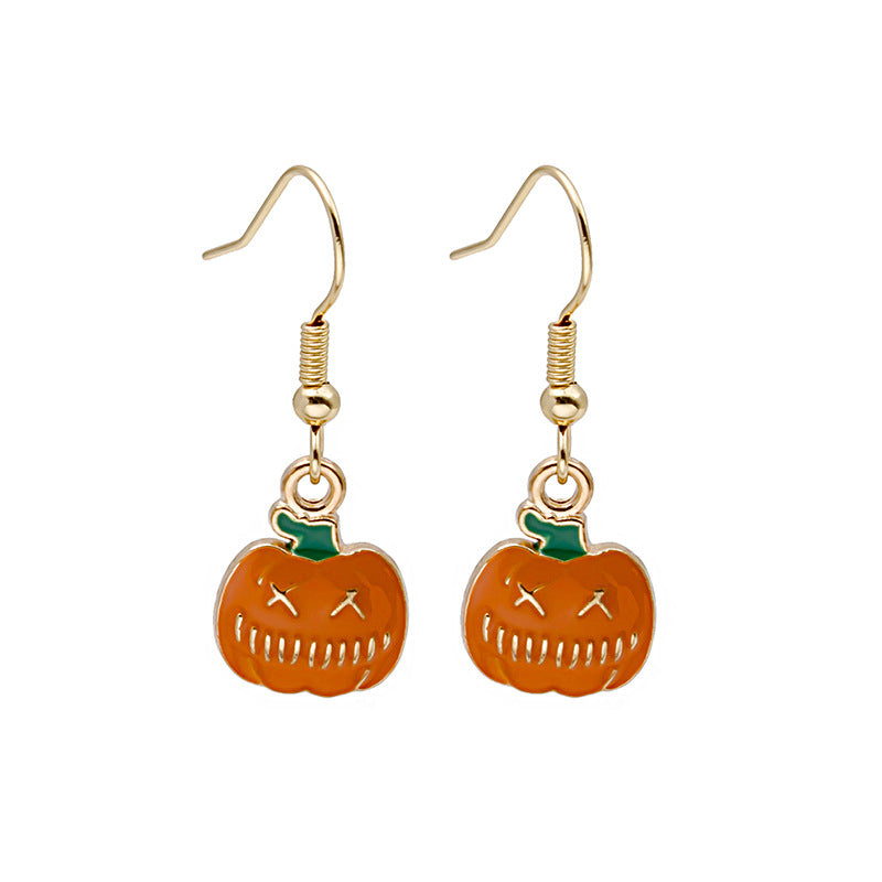 Wholesale Halloween Pumpkin Head Alloy Oil Drop Earrings ACC-ES-MDD032