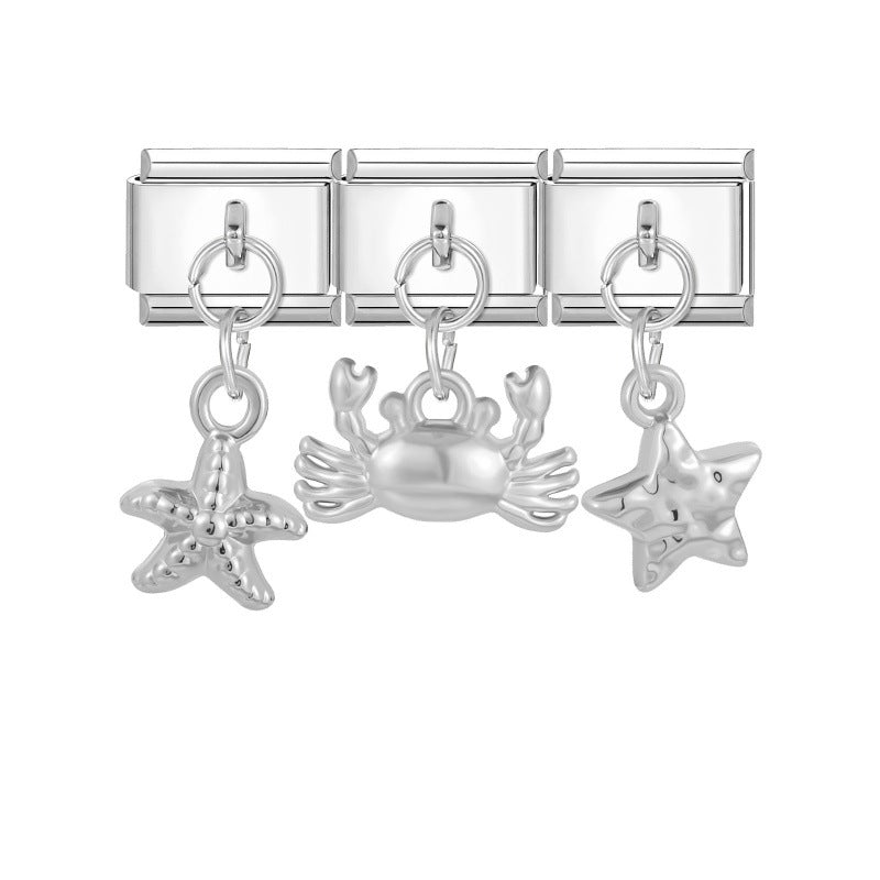 Wholesale Stainless Steel Flower Pendant Three-Piece DIY Bracelet Set Fashion Accessory for Everyday Wear