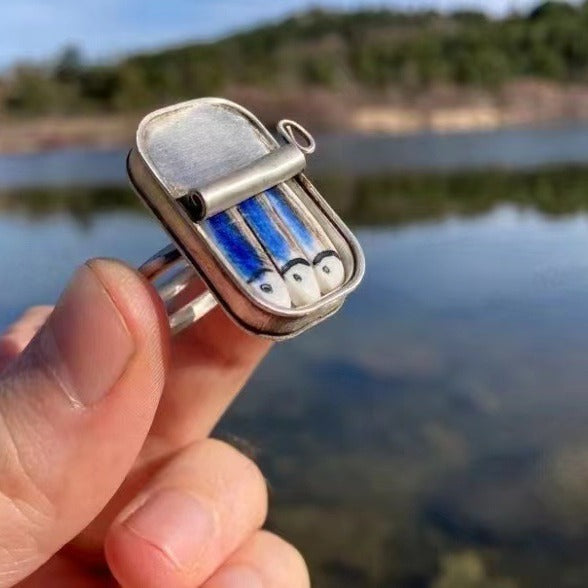 Wholesale  Creative Strange Sardine Canned Alloy Ring