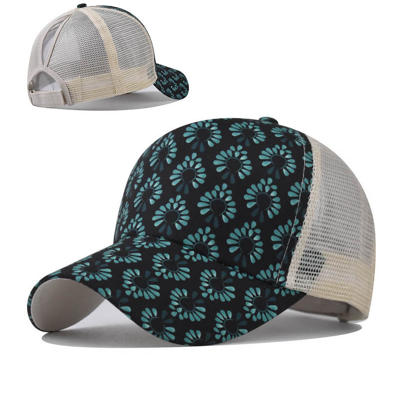 Wholesale Trendy Women S Printed Baseball Cap With Ponytail Hole And Seven Colorful Ponytails Adjustable Summer Everyday Accessory