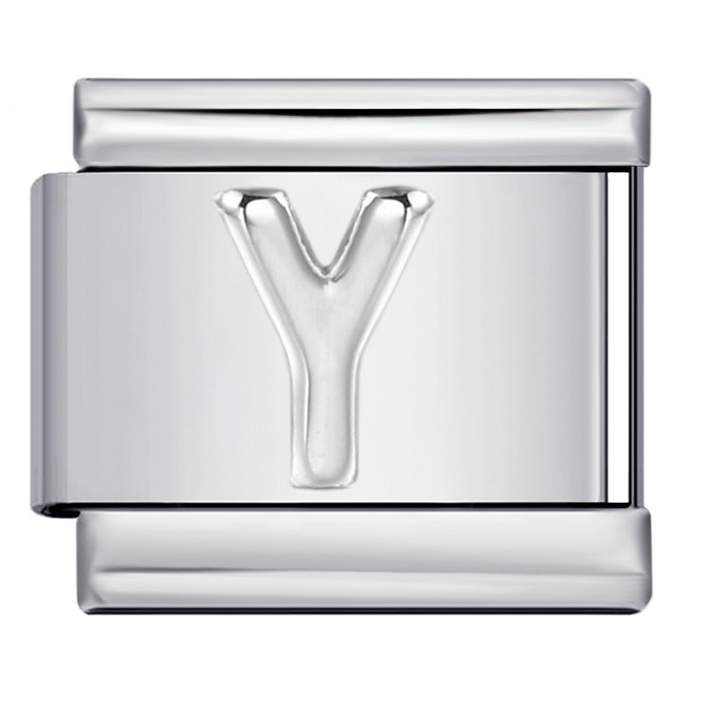 Wholesale  Italian Charm Bracelet 9mm DIY convex 26-letter  Creative Stainless Steel Composable Bracelet