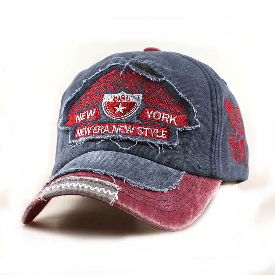 Wholesale Cotton Embroidery Baseball Cap Black New York Letter Patchwork Stylish Everyday Gift