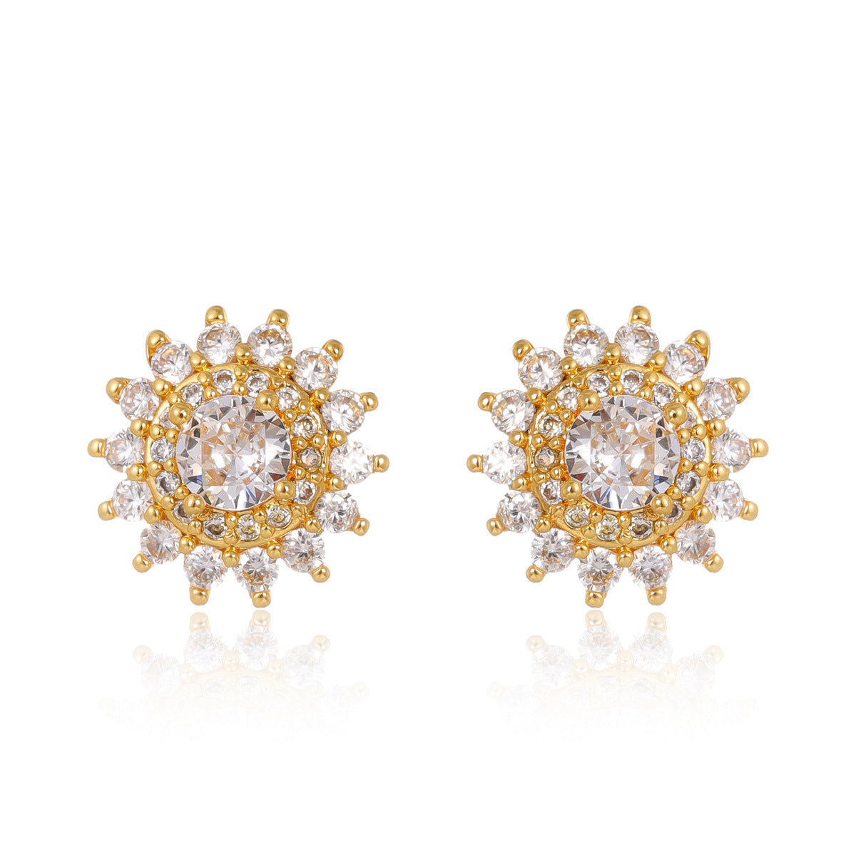 Wholesale Sunflower Flower Copper Plated Earrings