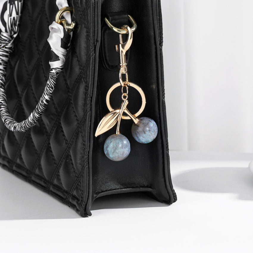 Wholesale Cute Star Glitter Cherry Pendant Resin Fruit Keychains