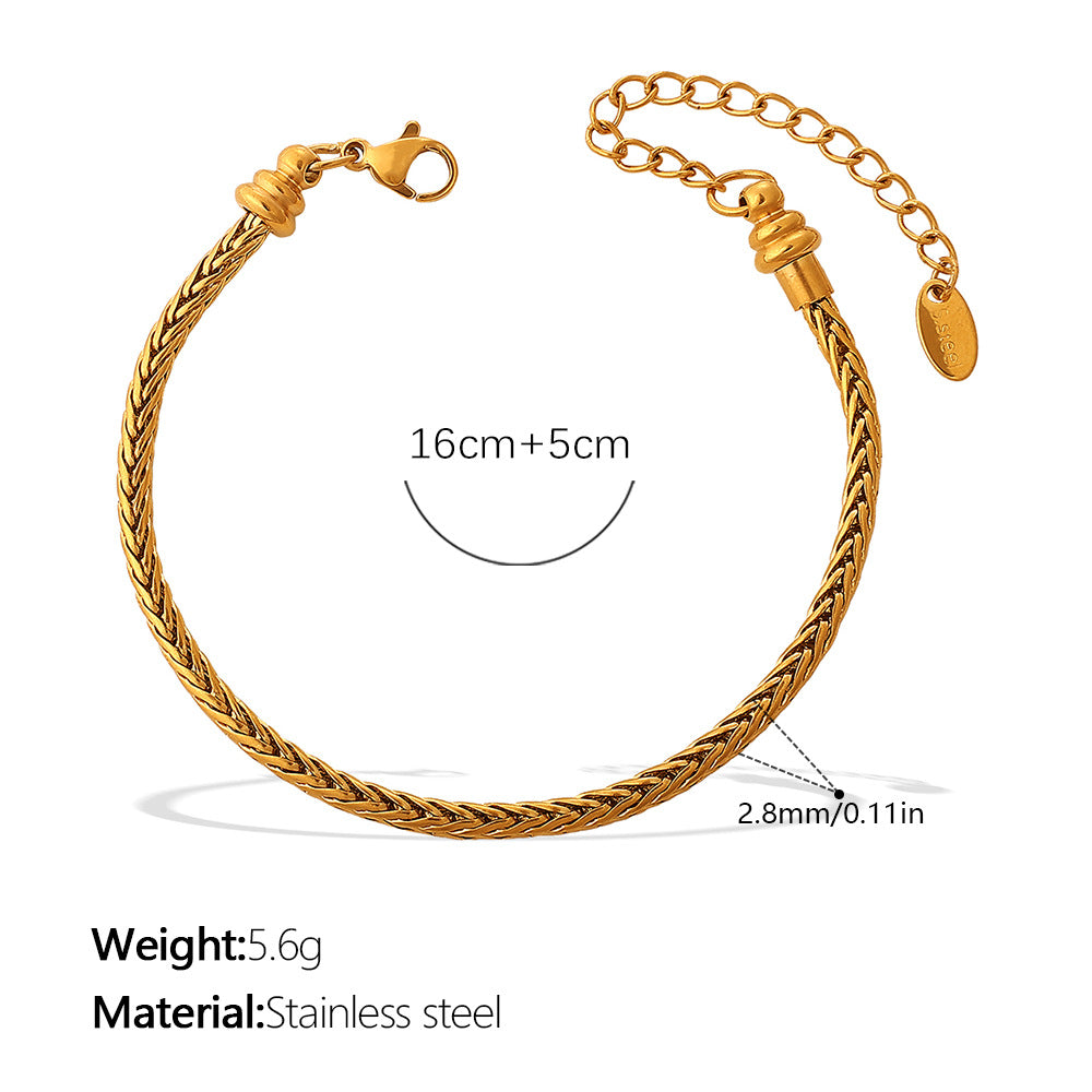Wholesale Retro Accessible Luxury Stainless Steel 18K Texture Niche High-End Twist Snake Bone Wave Texture Shape Design Bracelet