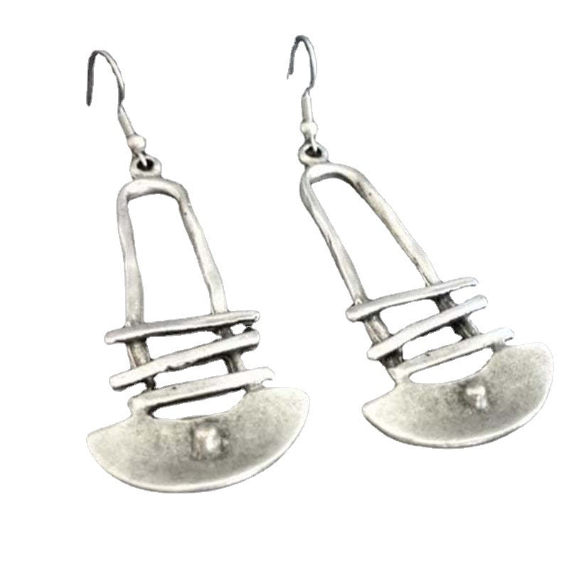 Wholesale Ancient Silver Trapezoidal Retro Earrings