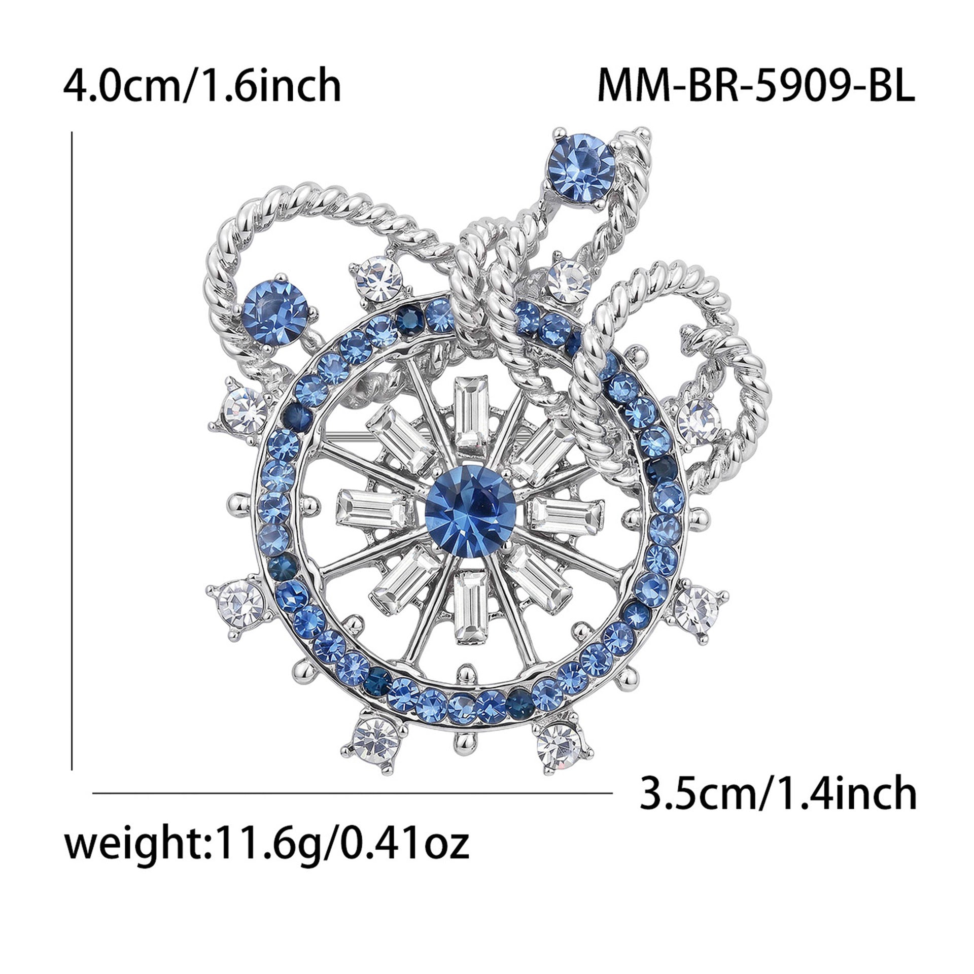 Wholesale Alloy Rhinestone Korean Style Anchor Brooch Pin For Women Cardigan Fashion Accessory