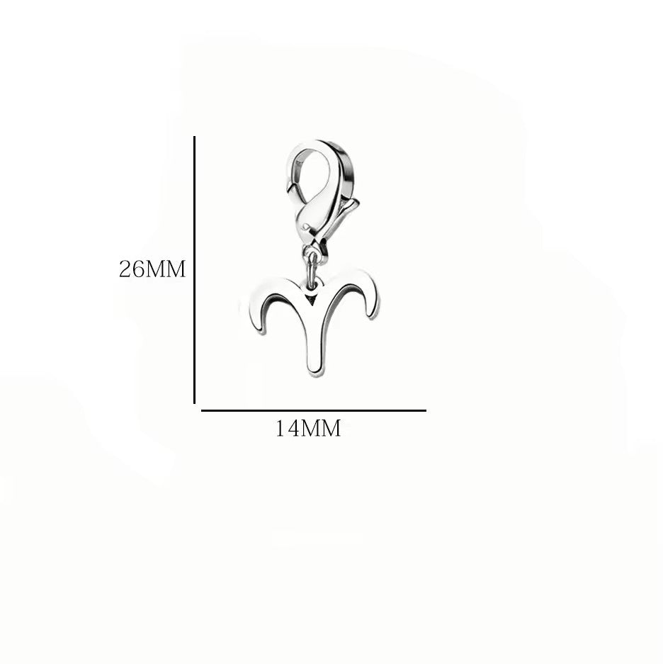 Wholesale Casual Stainless Steel Zodiac Pendant Charms with Lobster Clasp for DIY Jewelry Bracelets Necklaces,  Gift Idea