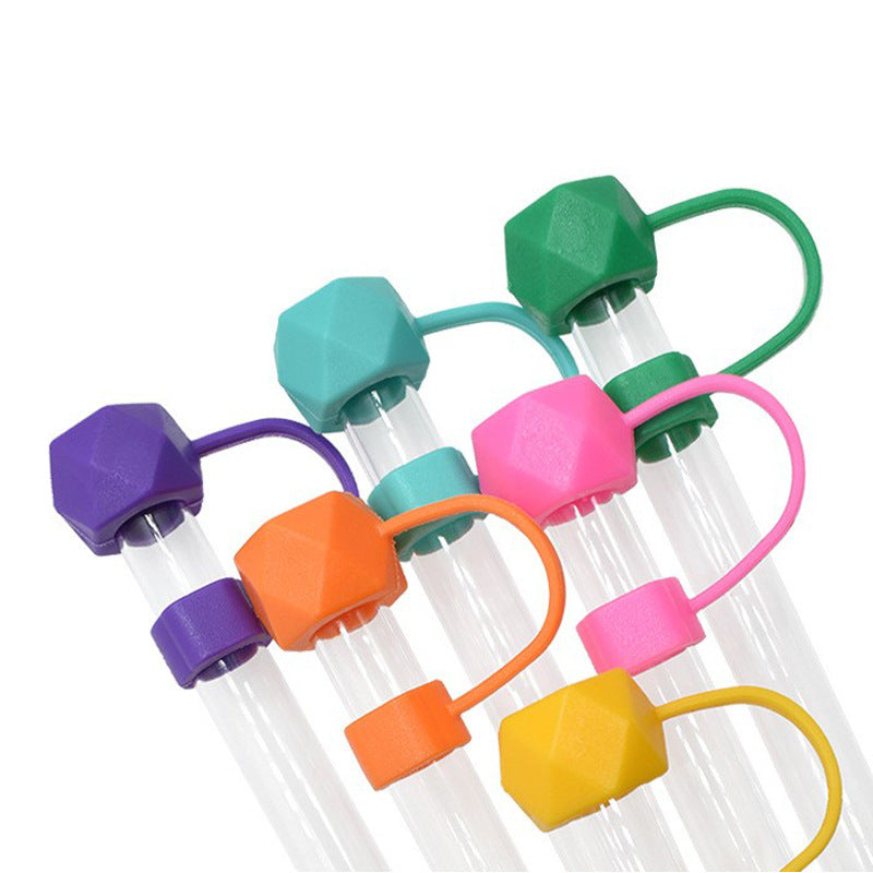 Wholesale 5pcs Candy Color Series 10mm PVC Soft Straw Tube Cap