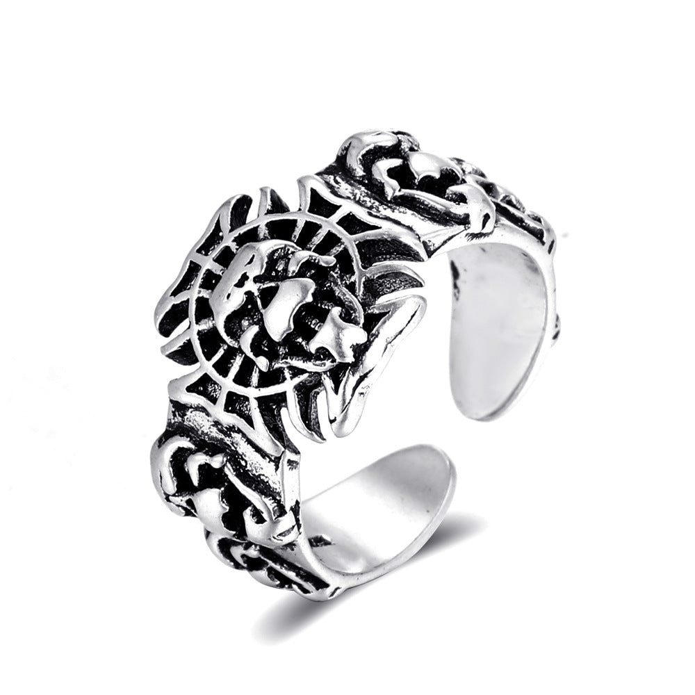 Wholesale Gothic Skull Ring Punk Exaggerated Alloy Open Ring