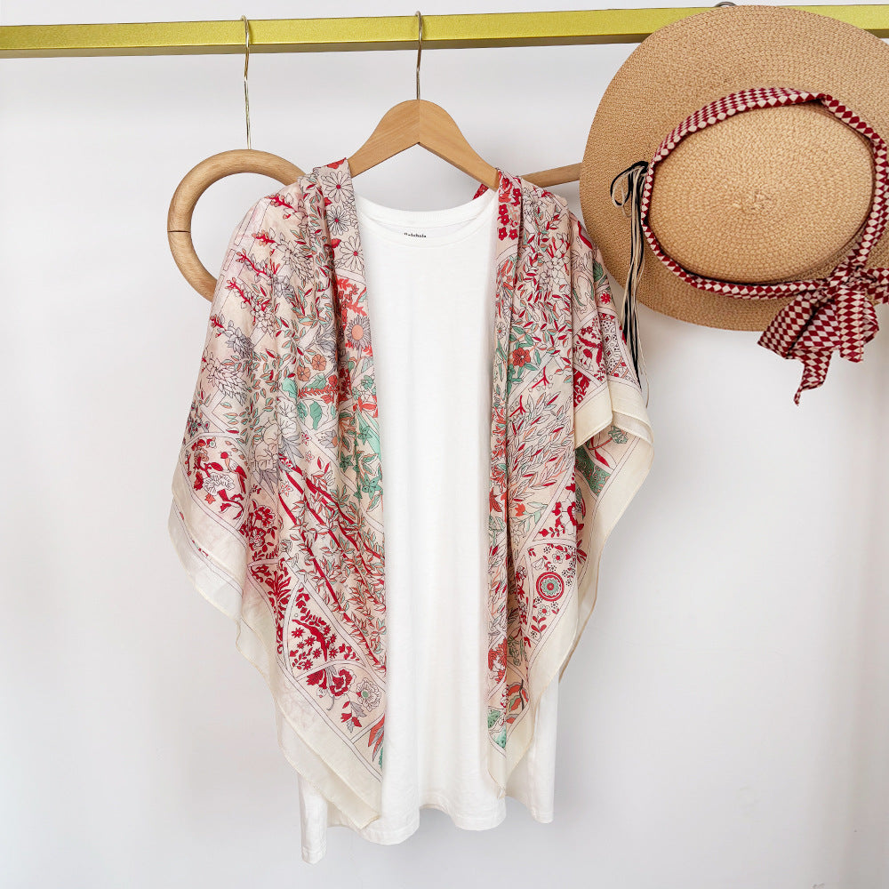 Wholesale Silk Cotton with Sun Protection 105cm Silk Scarf