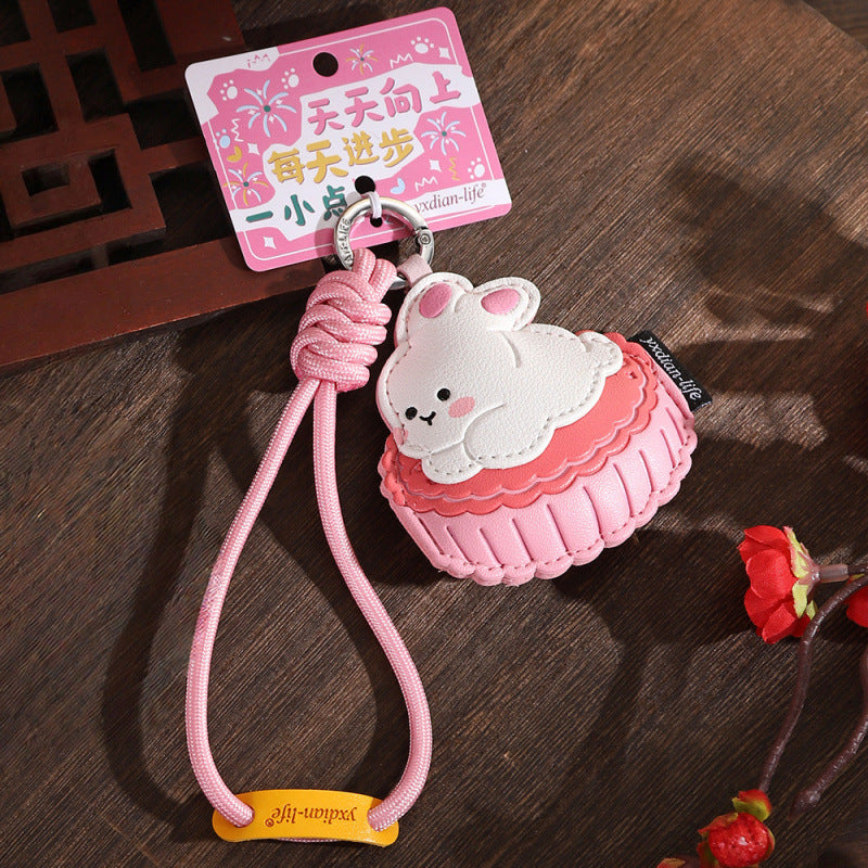 Wholesale Mid Autumn Rabbit Mooncake Leather Keychain Bag Charm Fashion Accessory Gift For Couples