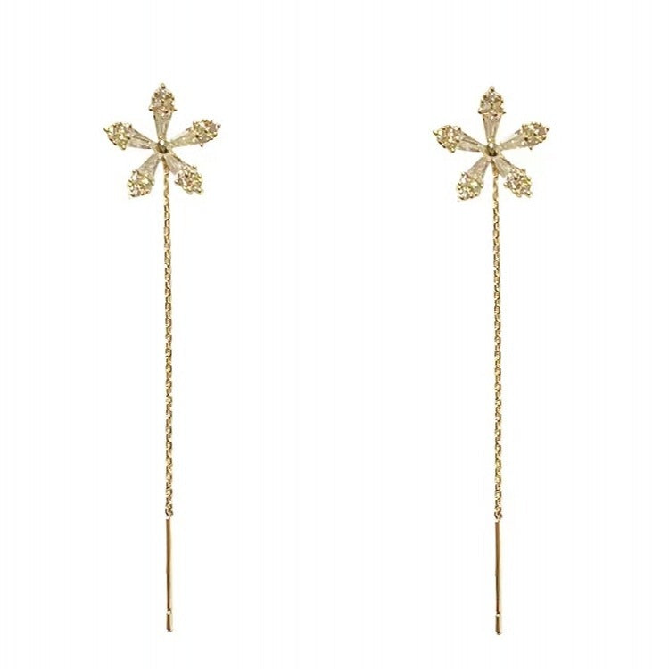 Wholesale Light luxury tassel flower earrings
