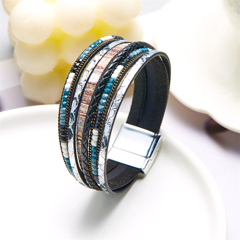 Wholesale  Bohemian multi-layer woven leather bracelet