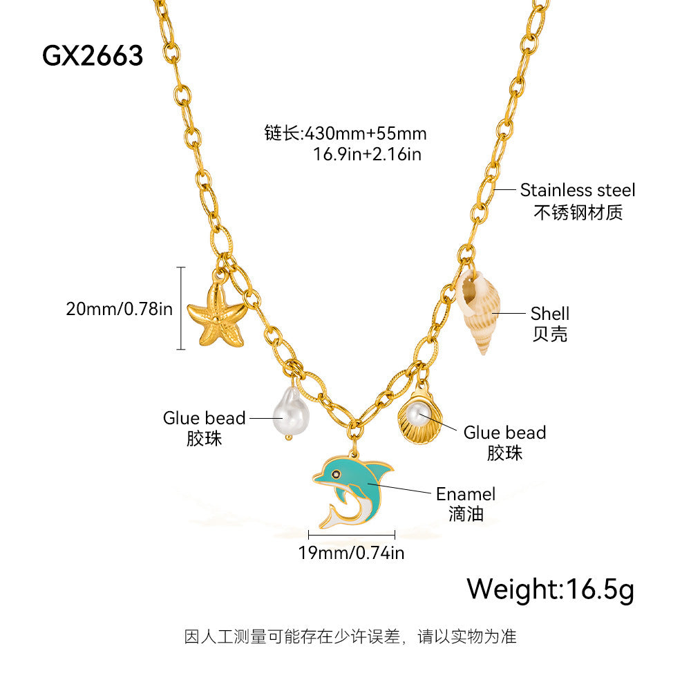 Wholesale  Titanium Steel Creative Marine Elements Necklaces  Clavicle Chain
