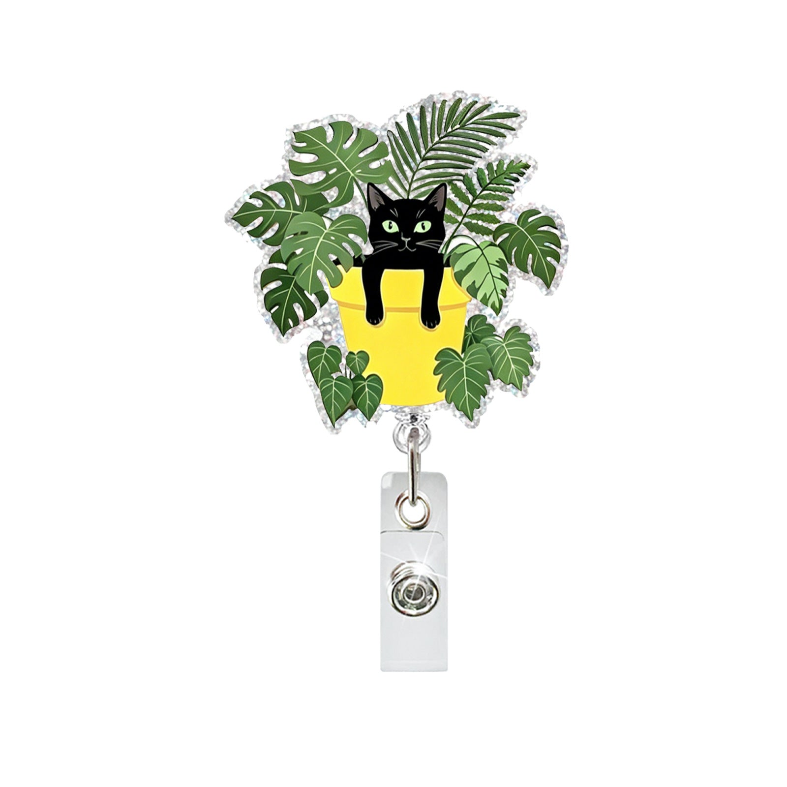 Wholesale Monstera Skull Retractable Badge ID Holder - Acrylic Belt Clip,  Chic Car Key Accessory Gift