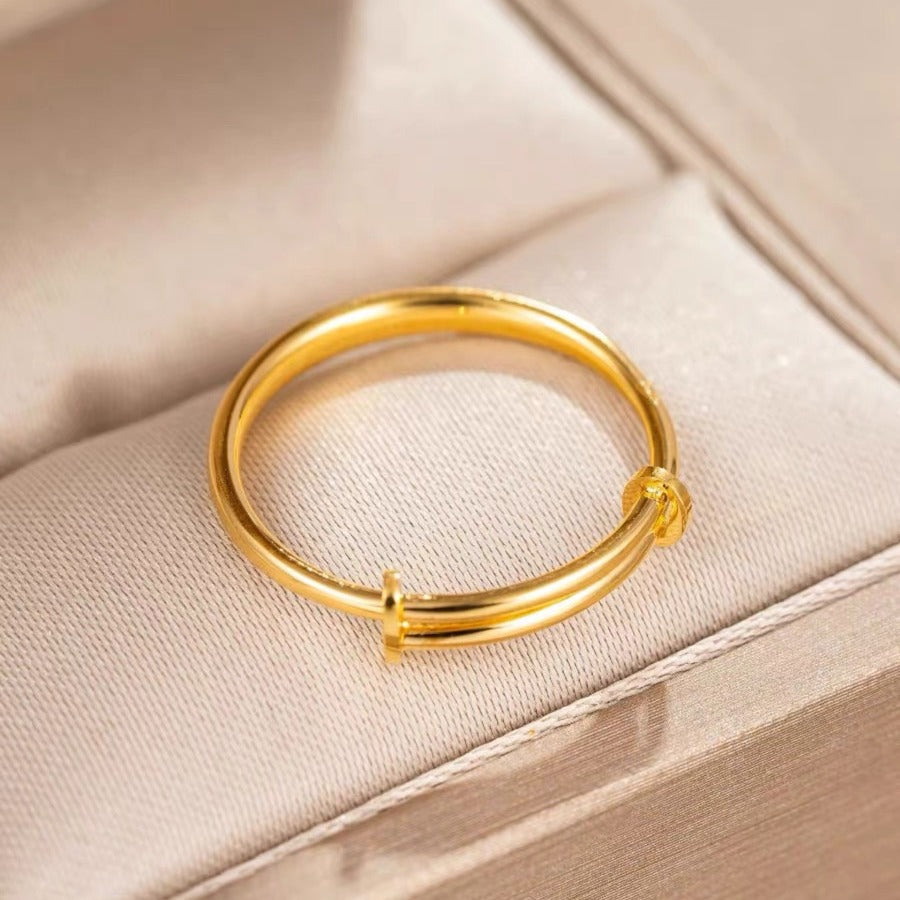 Wholesale Titanium steel push-pull ring simple smooth solid plain ring