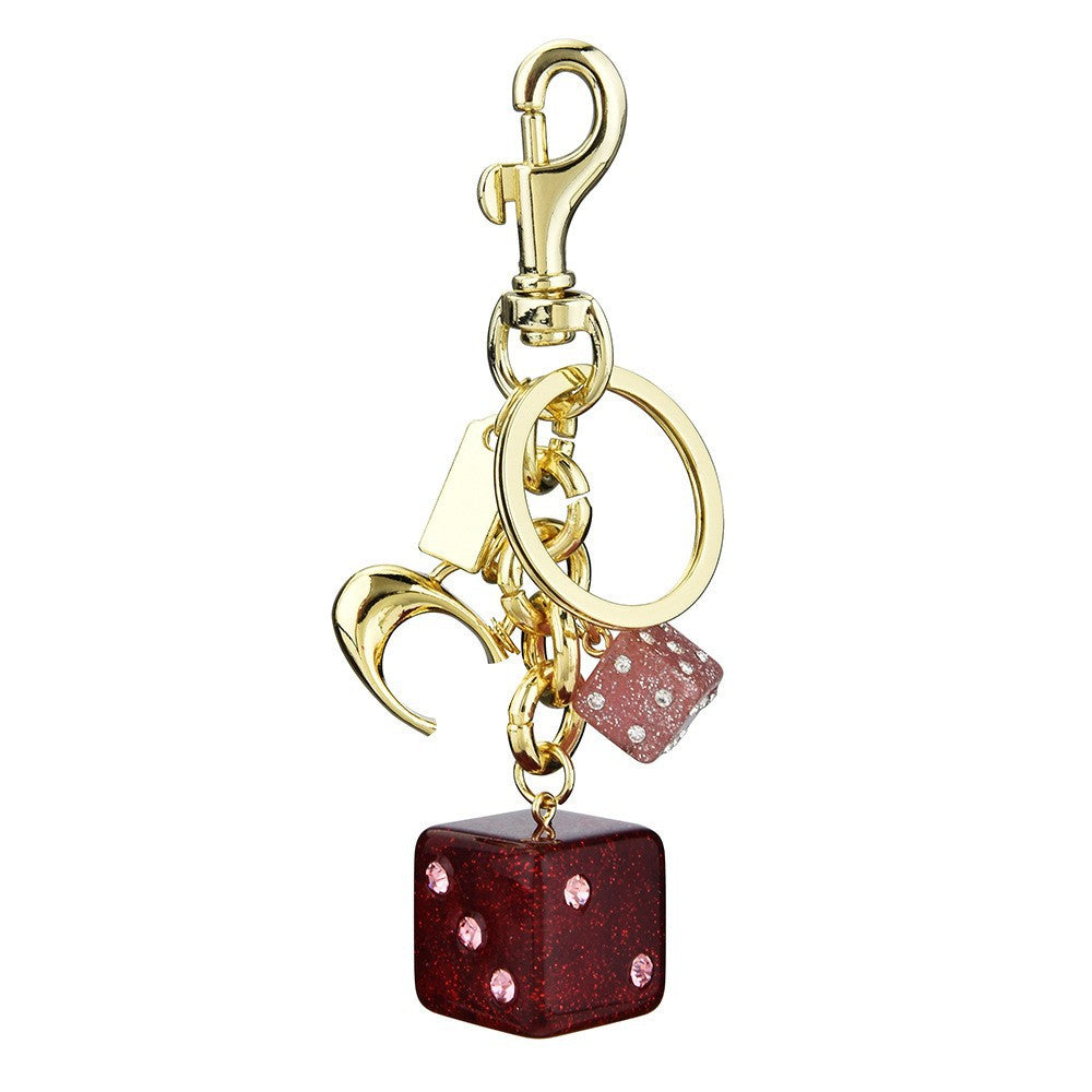 Wholesale Pink Size Dice Crystal Glue English Letter Keychain