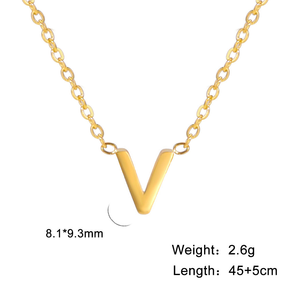 Wholesale Letter Gold 18k Real Gold Electroplated Stainless Steel Necklace